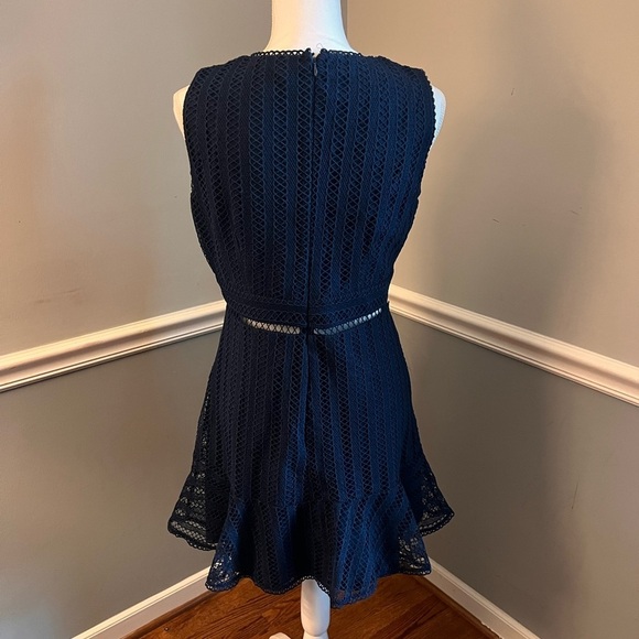 Aqua Navy Lace Fit & Flare Mini Dress – Size Large - Picture 2 of 5